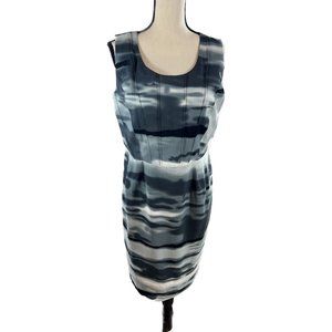 Women's Emma & Michelle Black And Grey Sleeveless Pattern Sheath Dress SZ 12
